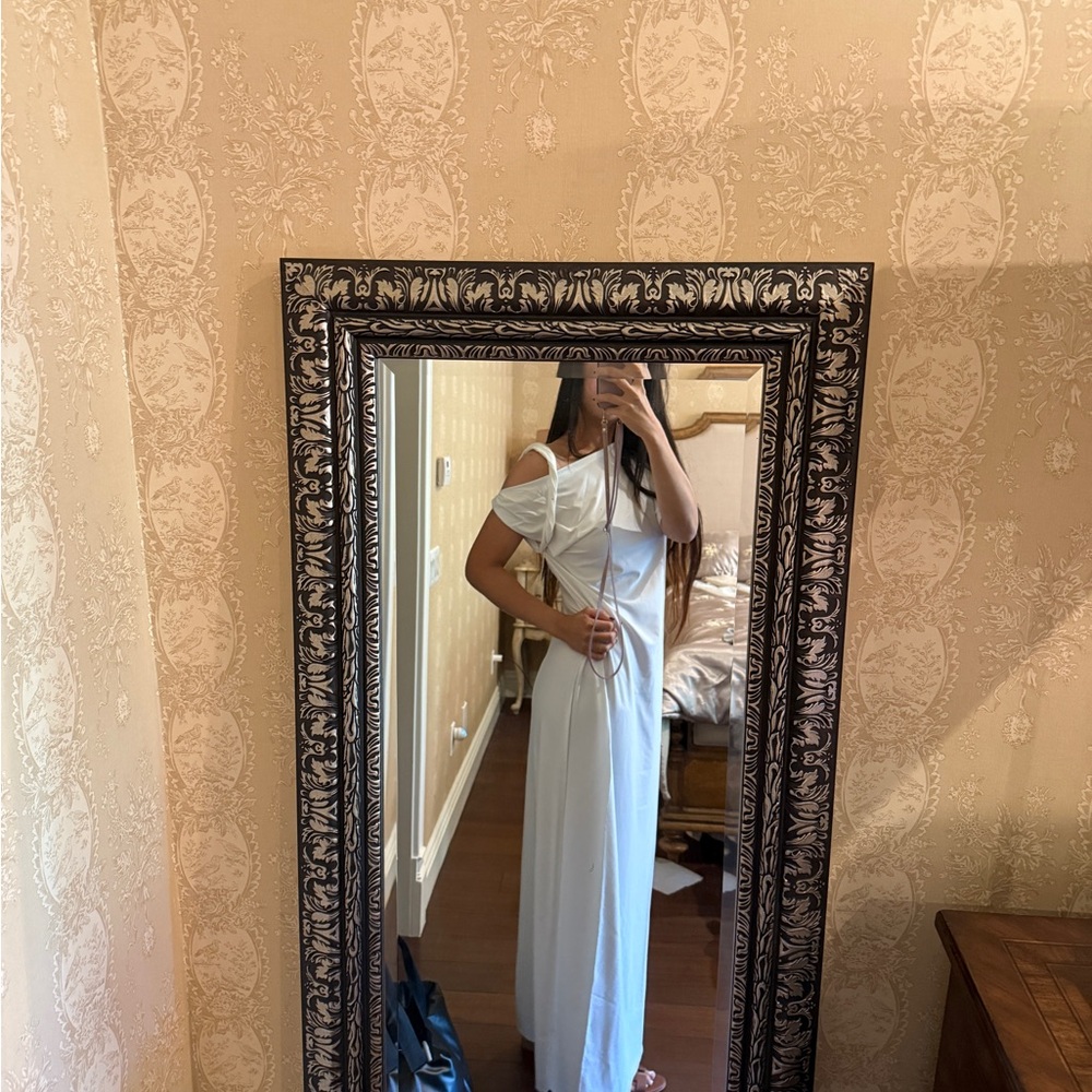 Khy Elegant Ivory Chic Maxi Sueded Stretch Twist Dress Kylie Jenner Brand